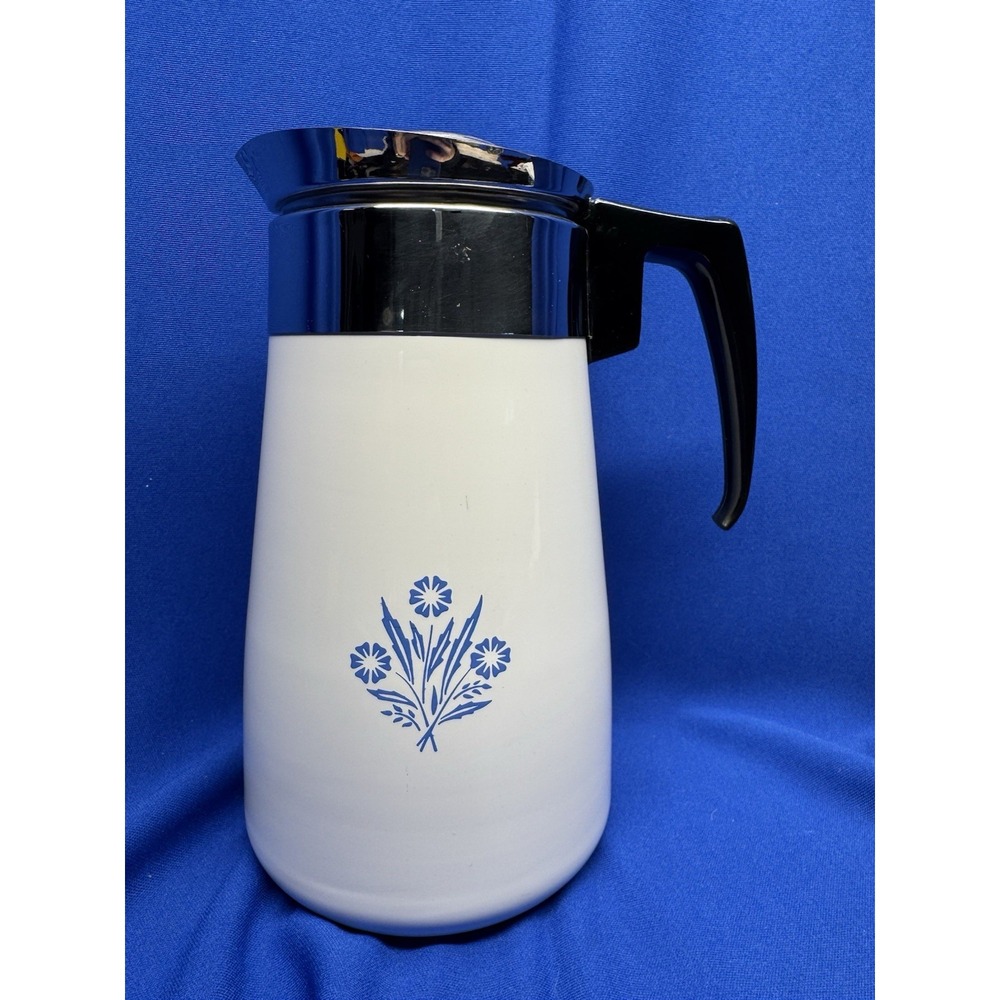 Vintage Corning Ware Blue Cornflower Stove Top Coffee Tea Pot 9 Cup NOS CLEAN!